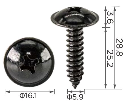 99459 Саморез автомобильный металиический крестовой, толщиной 6мм Hyundai, KIA 1249306257E