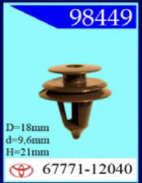 98449 Клипса автомобильная (крепёжное изделие) TOYOTA 6777112040