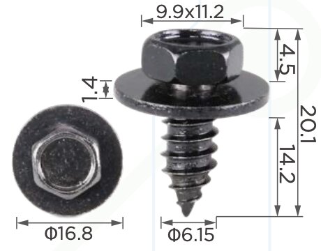 99468 Саморез автомобильный металиический, c плавающей шайбой 5.1  11500994,11509371