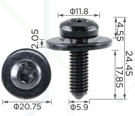 99482 Болт автомобильный с плавающей шайбой и шлицом типа TORX 6х25 VAG N90683301, N90683302, N90683306, N90683309