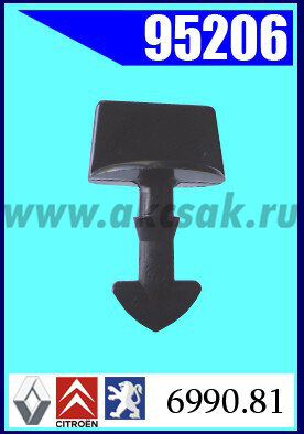 95206 Клипса автомобильная (крепёжное изделие) CITROEN, PEUGEOT