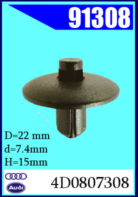 91308 Клипса автомобильная (крепёжное изделие) AUDI