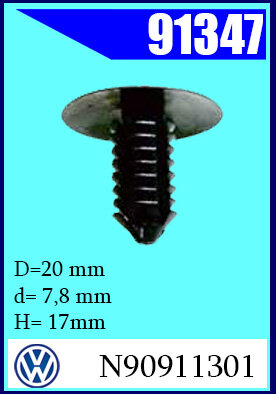 91347 Клипса крепления AVW, PORSCHE, SKODA
