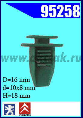 95258 Клипса автомобильная (крепёжное изделие) PEUGEOT