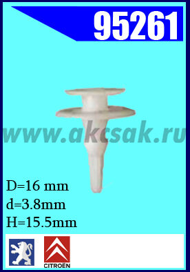 95261 Клипса автомобильная (крепёжное изделие) RENAULT, PEUGEOT, C
