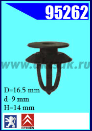 95262 Клипса автомобильная (крепёжное изделие) RENAULT, PEUGEOT