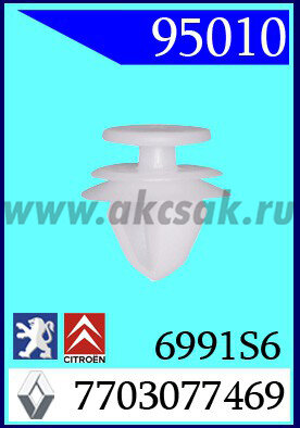 95010 Клипса автомобильная (крепёжное изделие)RENAULT,  AUDI, VW