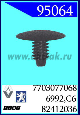 95064 Клипса автомобильная (крепёжное изделие) ALFA ROMEO, FIAT, RENAULT, PEUGEOT