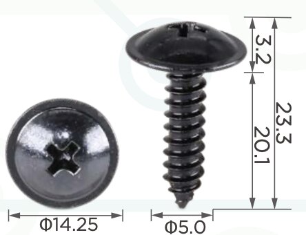 99457 Саморез автомобильный металиический крестовой, толщиной 5мм Hyundai, KIA 1249305207E